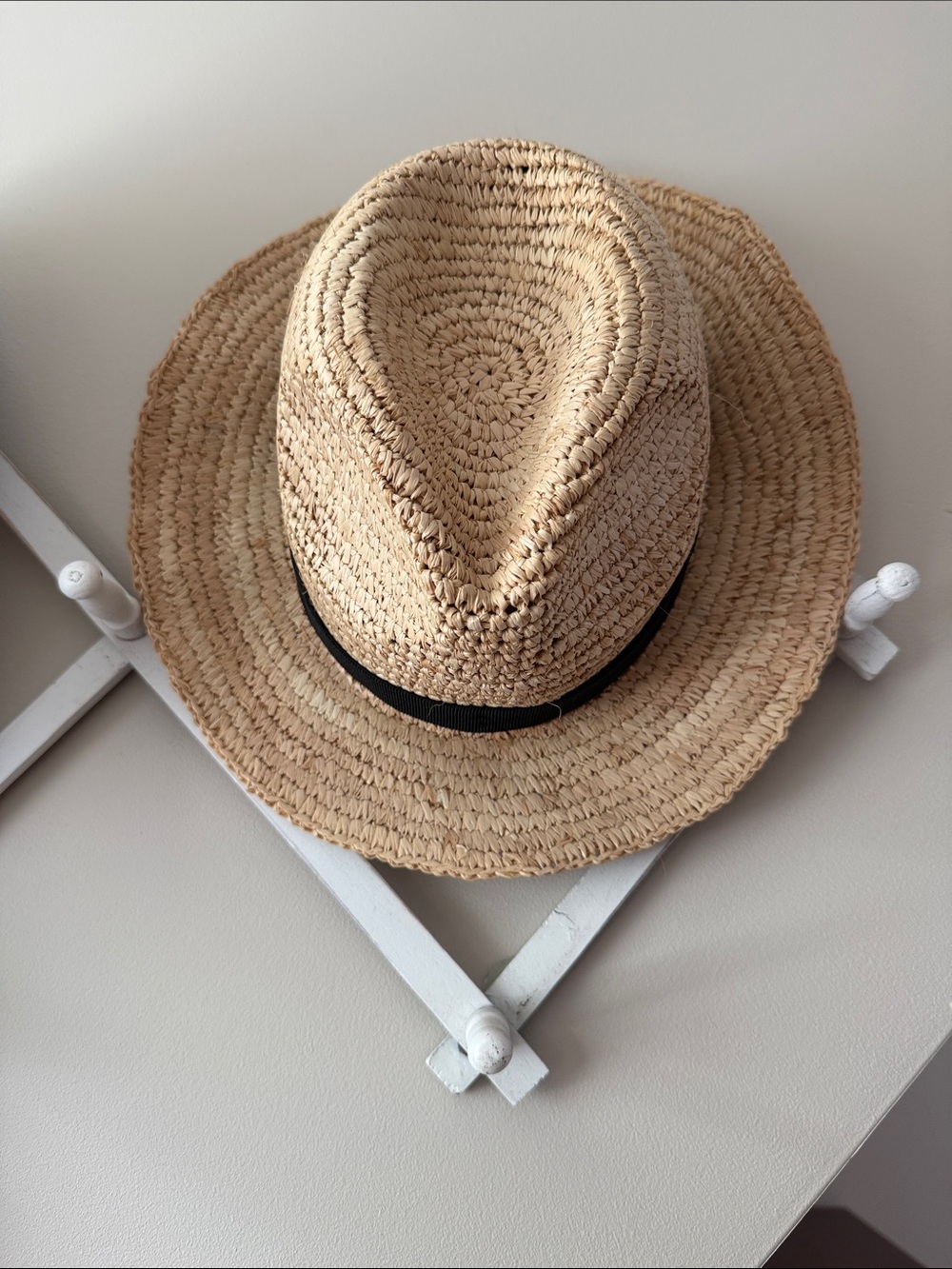 J. Crew Natural Straw Fedora with Black Band